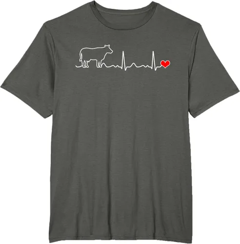 Vista 7 de Camiseta de paciente con corazón I Love My Cow Valve EKG Heartbeat Heart Pacient, Negro, S