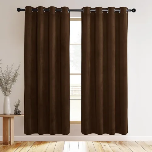 Vista 41 de NICETOWN Cortinas de terciopelo beige 100% opacas de 84 pulgadas de largo, 52 pulgadas de ancho, 2 paneles para dormitorio y sala de estar, cortinas