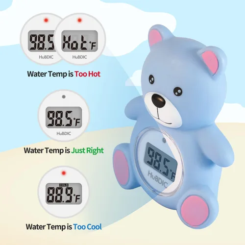 Vista 3 de HubiBaby - Termómetro de baño para bebés y temperatura digital de la habitación, productos de seguridad para el baño 2 en 1 con advertencia de Azul
