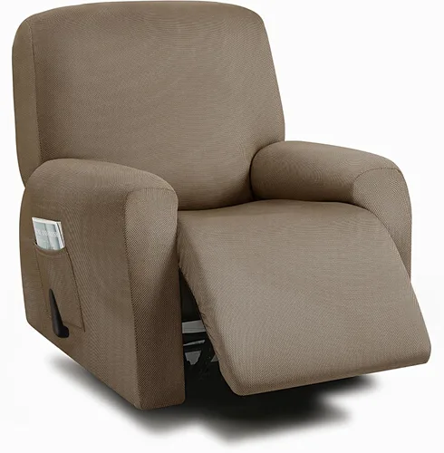 Vista 30 de ULTICOR Fundas para sofá reclinable de 8 piezas, fundas elásticas con hilo teñido para sofá reclinable de 3 cojines, gruesas, suaves y lavables Gris