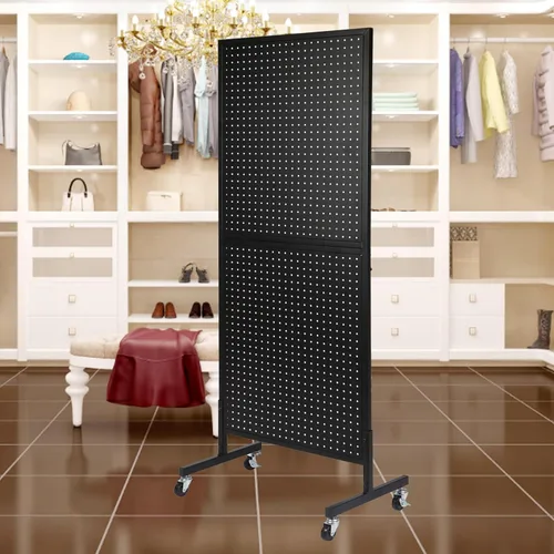 Vista 4 de NectaCol Exhibidor de Tablero de Clavijas de Pie de 2' x 5' con Base en T, Soporte de Exhibidor de Tablero de Clavijas con Ruedas, Estante