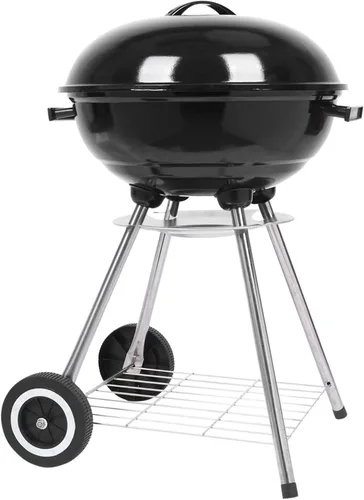 Vista 7 de Parrillas de carbón de 18 pulgadas con ruedas, parrilla de hervidor para cocinar al aire libre, barbacoa, barbacoa, parrilla de carbón con estante