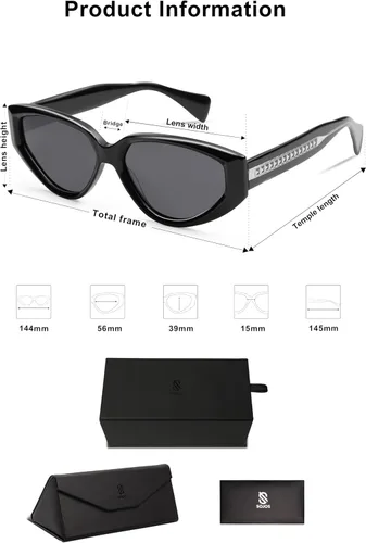 Vista 5 de SOJOS Gafas de sol polarizadas de moda ojo de gato para mujer, gafas de sol de moda Cateye SJ2295