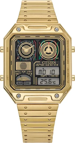 Vista 2 de Citizen Star Wars Vintage Ana-Digi Reloj de cuarzo de acero inoxidable para hombre, rectangular