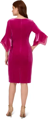 Vista 2 de Adrianna Papell Vestido corto de terciopelo con mangas acampanadas para mujer