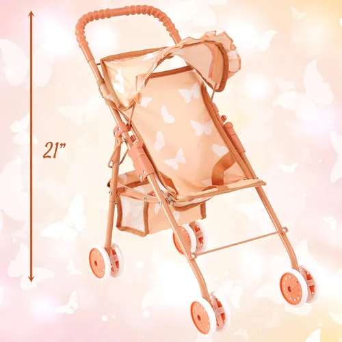 Vista 8 de My First Baby - Cochecito de muñeca para niñas de 3 años, niños pequeños Cochecito de bebé plegable para muñecas, cochecito de juguete
