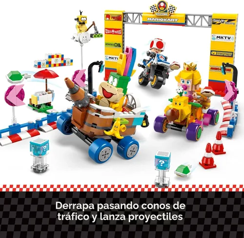 Vista 5 de LEGO Super Mario: Mario Kart Baby Peach & Grand Prix Set Home Circuit - Juego de construcción de juguetes de Nintendo para niños, niñas y niños, a