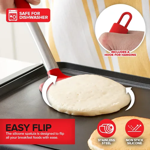Vista 6 de Modern Innovations Kit de Accesorios para Desayuno en Plancha - Dispensador de Masa para Panqueques para Plancha, Prensa de Parrilla de Hierro