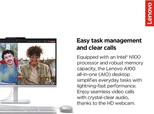 Vista 3 de Lenovo IdeaCentre Everyday Tasks - Computadora de escritorio Full HD de 24 pulgadas • Office 365 para la Web • Intel 4 núcleos • SSD de 256 GB • 16