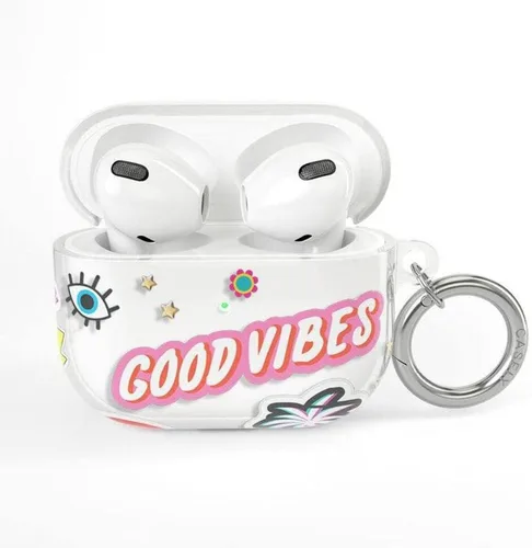 Vista 13 de Casely Funda compatible con AirPods 3 All Smiles Funda para AirPods con adhesivo de cara sonriente