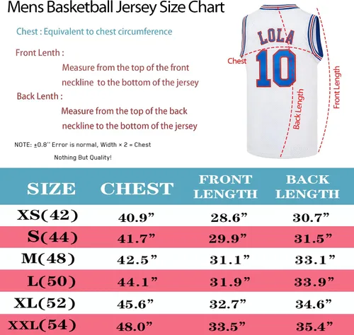 Vista 5 de Camiseta de baloncesto para hombre #10 Lola Jersey Bunny Cosplay disfraz de Halloween 90s Space Movie Jersey XS-XXL