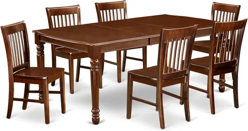 Vista 10 de East West Furniture DONO5-MAH-C - Juego de comedor de 5 piezas para 4 personas, incluye una mesa de comedor rectangular con hojas de mariposa y 4