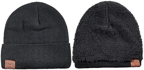 Vista 3 de Winter Beanie for Men Women Cold Weather Thermal Fleece Lined Knit Hat Warm Cuffed Stocking Cap