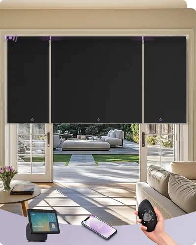 Vista 10 de Graywind Persianas enrollables inteligentes compatibles con Alexa Google, persianas motorizadas de tamaño personalizado para ventanas