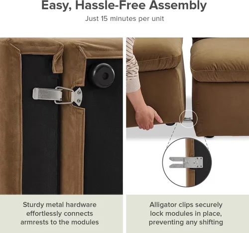 Vista 7 de mopio Sofá Seccional Modular de Gran Tamaño con Fundas Completamente Extraíbles y Almacenamiento, Convertible en Forma de U, en Forma de L
