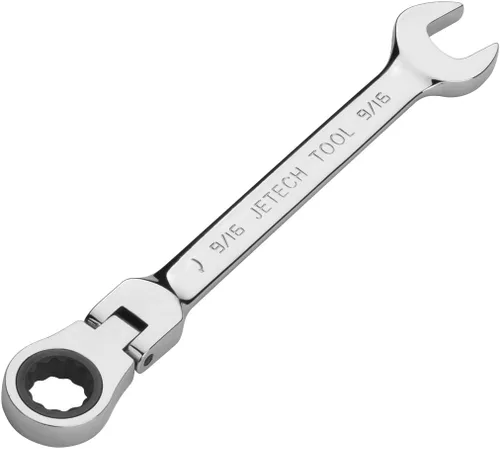 Vista 9 de Jetech Llave de engranaje de cabeza flexible de 1/2 pulgada, llave combinada de trinquete de grado industrial, acero de aleación Cr-V forjado