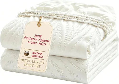Vista 10 de Protector de colchón impermeable azul individual XL con protector de almohada, protege contra derrames de líquidos, suave, silencioso