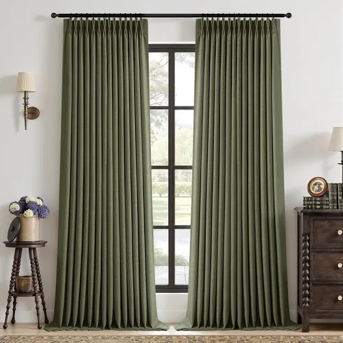 Vista 27 de Topfinel - Cortinas opacas plisadas de 96 pulgadas para dormitorio, 2 paneles Natural