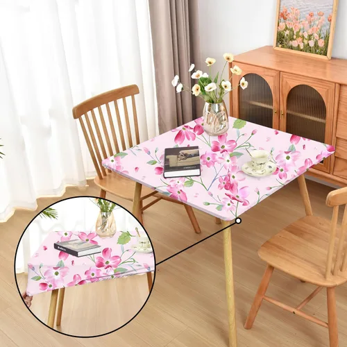 Vista 45 de Mantel ajustado blanco con elástico para mesas plegables de 48x48 pulgadas, manteles lavables y elásticos de elastano para mesas de cartas, manteles