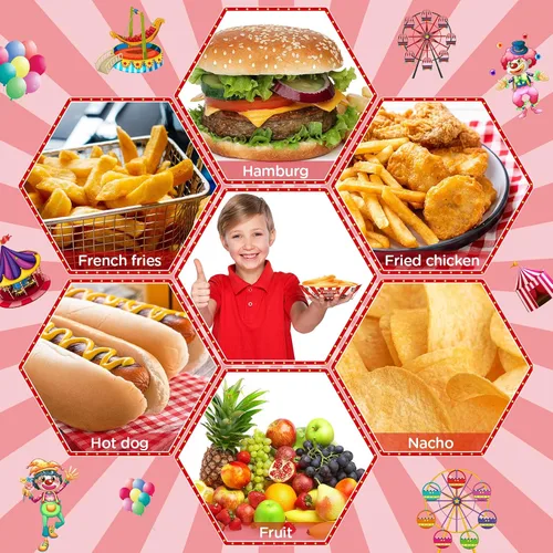 Vista 5 de Tenceur 50 Piezas Bandejas de Papel de Carnaval para Alimentos 2lb Decoraciones de Carnaval Cuencos de Nachos a Rayas Rojas y Blancas Barcos
