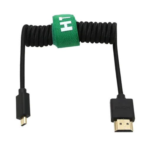 Vista 4 de Micro HDMI a HDMI 8K 4K 60p Negro trenzado en espiral 11.8 in Cable para Canon R8 R10 Sony A7C A7RIV ZV-1 S5 X-T4 Z50 Cámara ATOMOS Ninja V F5pro