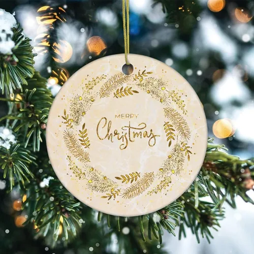 Vista 2 de Adornos de árbol de Navidad, adorno de mármol de Navidad, adorno de recuerdo, decoración del hogar, colgante de mármol natural, adornos redondos