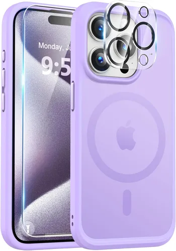 Vista 42 de BossKiss Funda compatible con iPhone 15 Pro, compatible con MagSafe, pantalla y protector de cámara, magnética, translúcida, mate, para mujeres