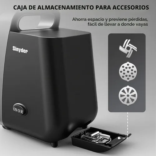 Vista 10 de Picadora de carne eléctrica para el hogar, embutidora de salchichas y Negro
