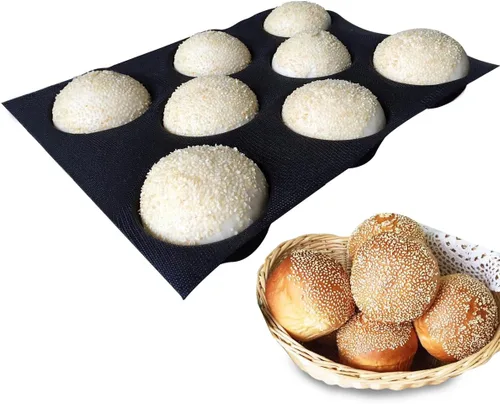 Vista 12 de Bluedrop Moldes perforados de la panadería de la forma redonda de la bandeja del pan de la forma del pan del bollo del silicón