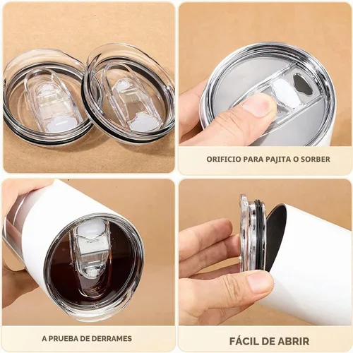 Vista 5 de Tapas de repuesto para vaso delgado de 20 onzas, transparentes, paquete