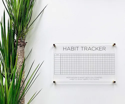 Vista 5 de Large Clear Acrylic Habit Tracker for wall Dry-Erase Message White Board Calendar Wall Mounted Office Home Family Organization Tools Must Haves
