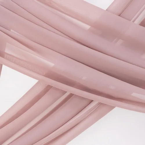 Vista 3 de Socomi 29 pulgadas x 19 pies de tela drapeada para arco de boda, 2 paneles de cortina de gasa transparente rosa polvorienta, 6 yardas para Rosa