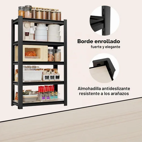 Vista 4 de WORKPRO Estantería negra de 5 niveles con tabla, 24.1 pulgadas de ancho x Negro