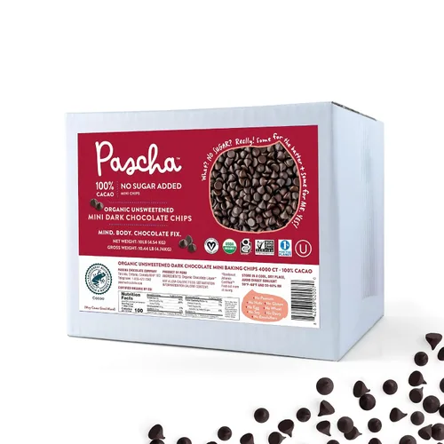 Vista 15 de Pascha Mini chispas de chocolate semidulce orgánico a granel para hornear, 55% de cacao, sin alérgenos, sin OMG, veganas y de comercio justo, 10