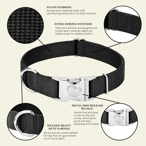 Vista 6 de Country Brook Petz – Collar de nailon premium para perro con hebilla de metal para razas pequeñas, medianas y grandes - 10+ colores geniales