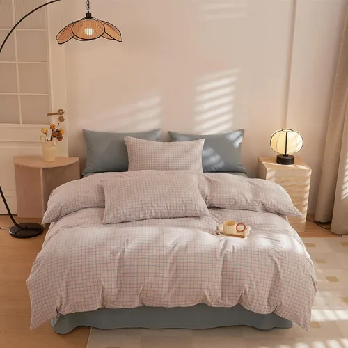 Vista 27 de VCLIFE - Juego de funda de edredón de algodón para cama individual, matrimonial, Queen, King, moderno, geométrico, juego de ropa de cama gris