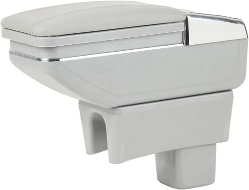 Vista 5 de caja de consola reposabrazos de piel para el centro del automóvil; caja de almacenamiento y reposabrazos, Beige