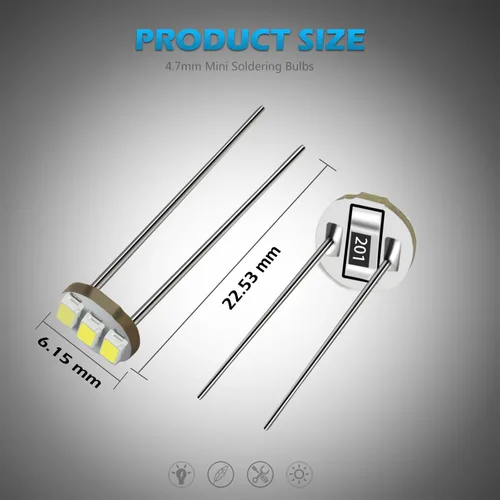 Vista 7 de Partsam 20pcs 0.185 in-12v coche blanco mini bombillas lámparas indicador racimo velocímetro iluminación de fondo