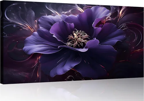 Vista 38 de TutuBeer 1 Panel Bauhinia Flor Roja China Bauhinia Flor Púrpura Planta Botánica Imagen de Flor Obra de Arte Pintura al Óleo sobre Lienzo Estirado
