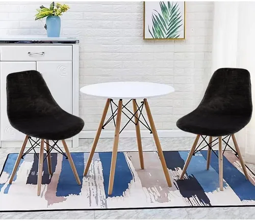 Vista 4 de Fundas elásticas para silla de terciopelo modernas de mediados de siglo, fundas para sillas sin brazos, para cocina, comedor, sala de estar