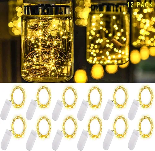Vista 13 de Ostwiki Guirnalda de luces de hadas que funcionan con pilas, paquete de 6 mini luces de 20 LED, 2,1 metros, luz centelleante de luciérnagas