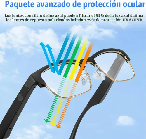 Vista 4 de Lentes inteligentes para hombres y mujeres, gafas Bluetooth con audio de oreja abierta