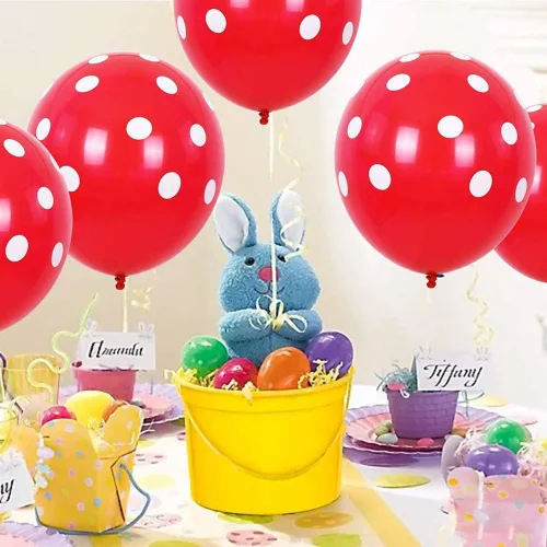 Vista 3 de 60 globos de lunares rojos y negros de mariquita, globos de punto ondulado, suministros de decoración de cumpleaños, boda, fiesta, juguetes