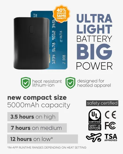 Vista 5 de Venture Heat Unisex Bluetooth Heated Hoodie or Sweatpants with Battery Pack Included - App Control Sweatshirt Sweater 7.4V