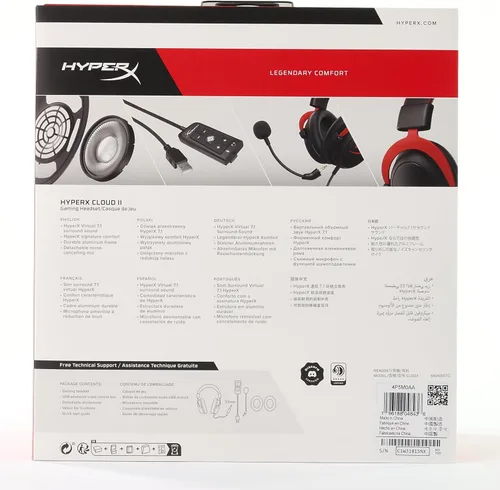 Vista 12 de HyperX Cloud II - Auriculares para videojuegos, sonido envolvente 7.1, almohadillas de espuma viscoelástica, marco de aluminio, con micrófono