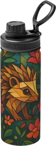 Vista 14 de Geometric Creatures - Hervidor de agua aislado de acero inoxidable Botella de agua divertida con estampado Ideal para deportes y viajes