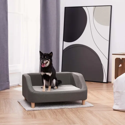 Vista 4 de Teamson Pets Bennett - Sofá cama elevada de lino jaspeado de 32 pulgadas con cojín extraíble y funda lavable para gatos y perros pequeños