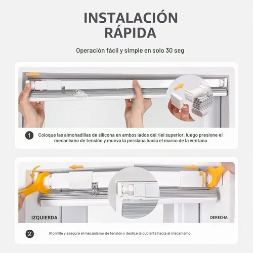 Vista 5 de LazBlinds Mini persianas de aluminio de 1" sin herramientas, sin necesidad de taladro, persianas sin cables para ventanas, persianas horizontales