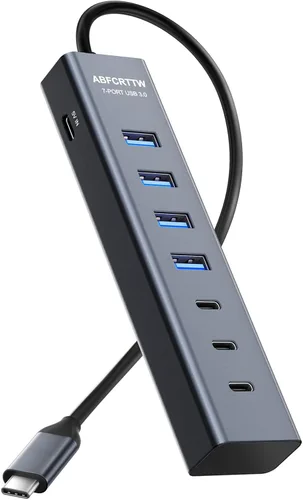 Vista 12 de Adaptador multipuerto USB C a USB Hub, adaptador multipuerto USB C 7 en 1 de aluminio, extensores USB, adaptador USB a USB C para MacBook Pro/Air