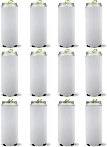 Vista 6 de Kropsis Fundas plegables para enfriar latas delgadas de 12 onzas, tela en blanco, espuma de buceo (negro, 6)